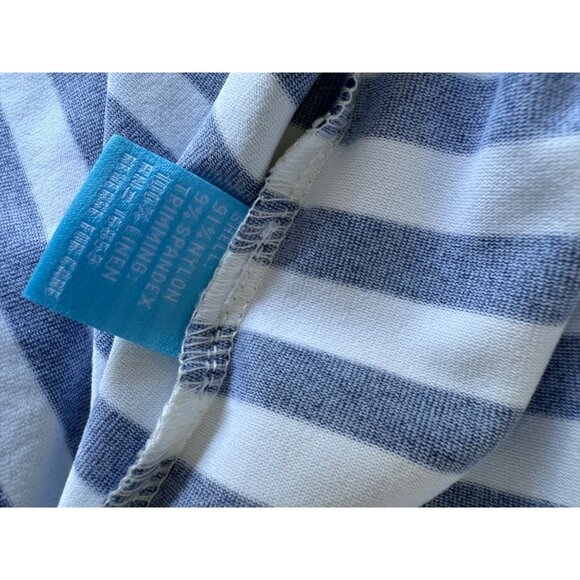 J.McLaughlin Navy & White Striped Tunic Top With Embroidered Trim - Size S - Picture 7 of 7